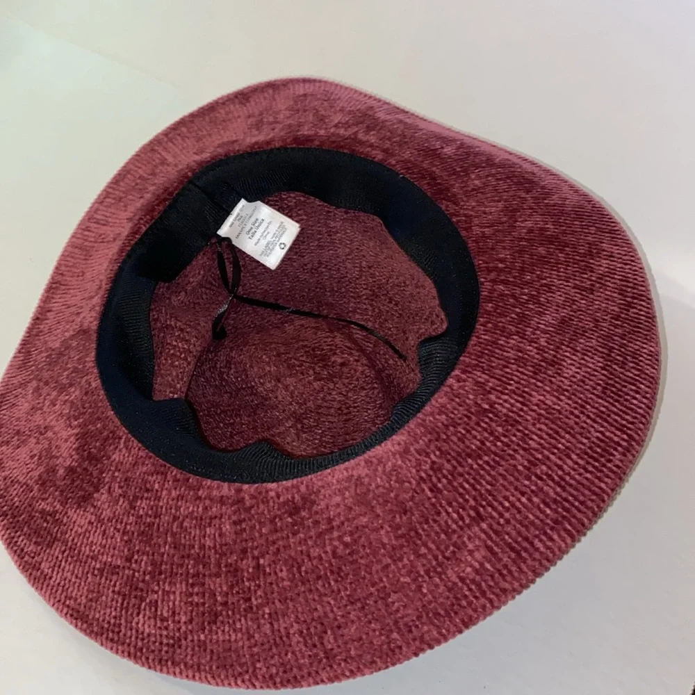 Women’s Burgundy Soft Corduroy Braided Rope Fedora Hat Adjustable Size OS